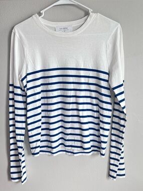 La Ligne Striped Long Sleeve Shirt White Blue S